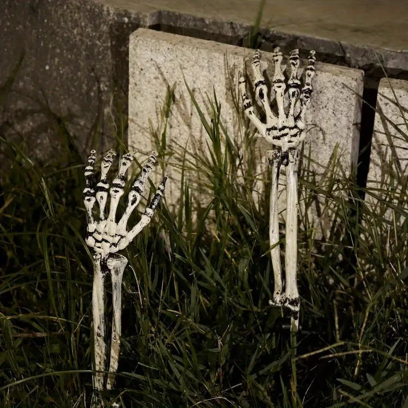 1/6pcs Skeleton Bone Garden Ground Stakes Skull Head & Hand for Halloween Home Yard Ground Insert Holiday Party Decor JJ1205