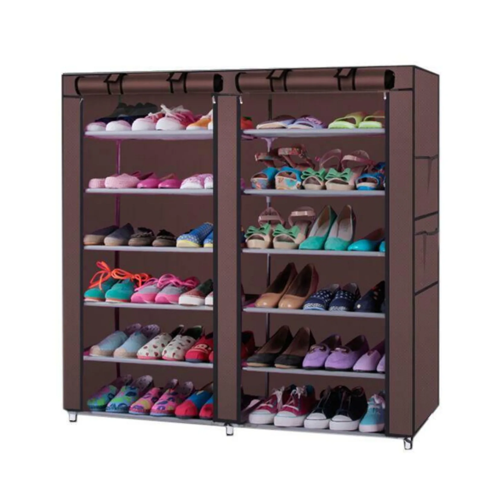 6 Layer 12 Portable Shoe Storage Organizer Wardrobe Rack Shelves Closet w/ Cover United States