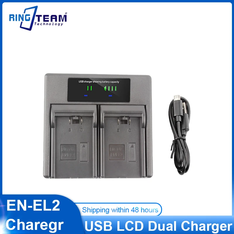 EN-EL2 BP-NKL2 DDEN-EL2 Battery USB LCD Dual Charger for NIKON Coolpix 2500  3500 SQ