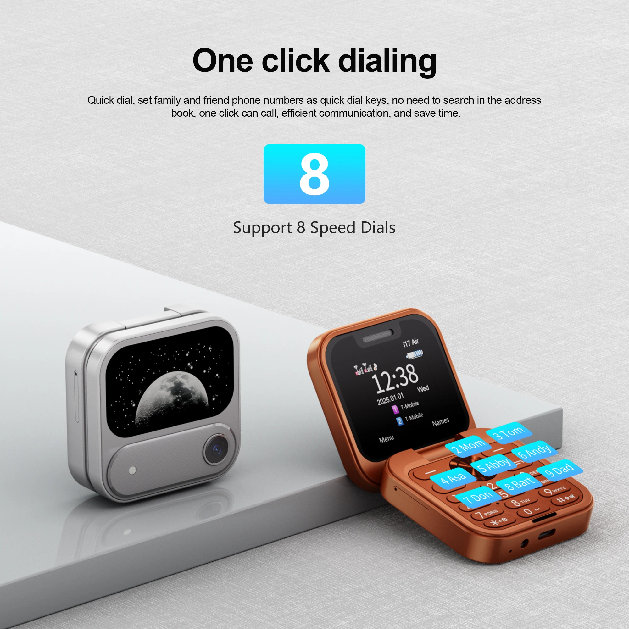 SERVO I17 AIR Small Flip Mobile Phone Bluetooth Dialer Magic Voice Blacklist FM Flashlight Dual SIM Standby Mini Fold Cellphones