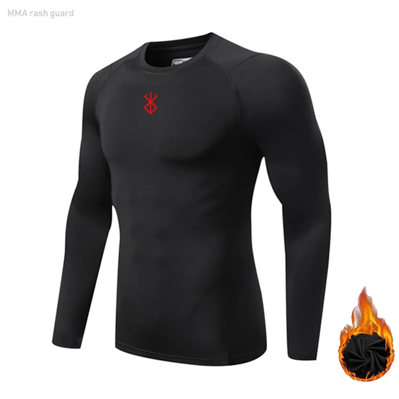 

Winter Thermal Long Sleeve Shirt Men Compression Tights Warm Underwear Workout Base Layer Skin Kids Thermal Underwear Black