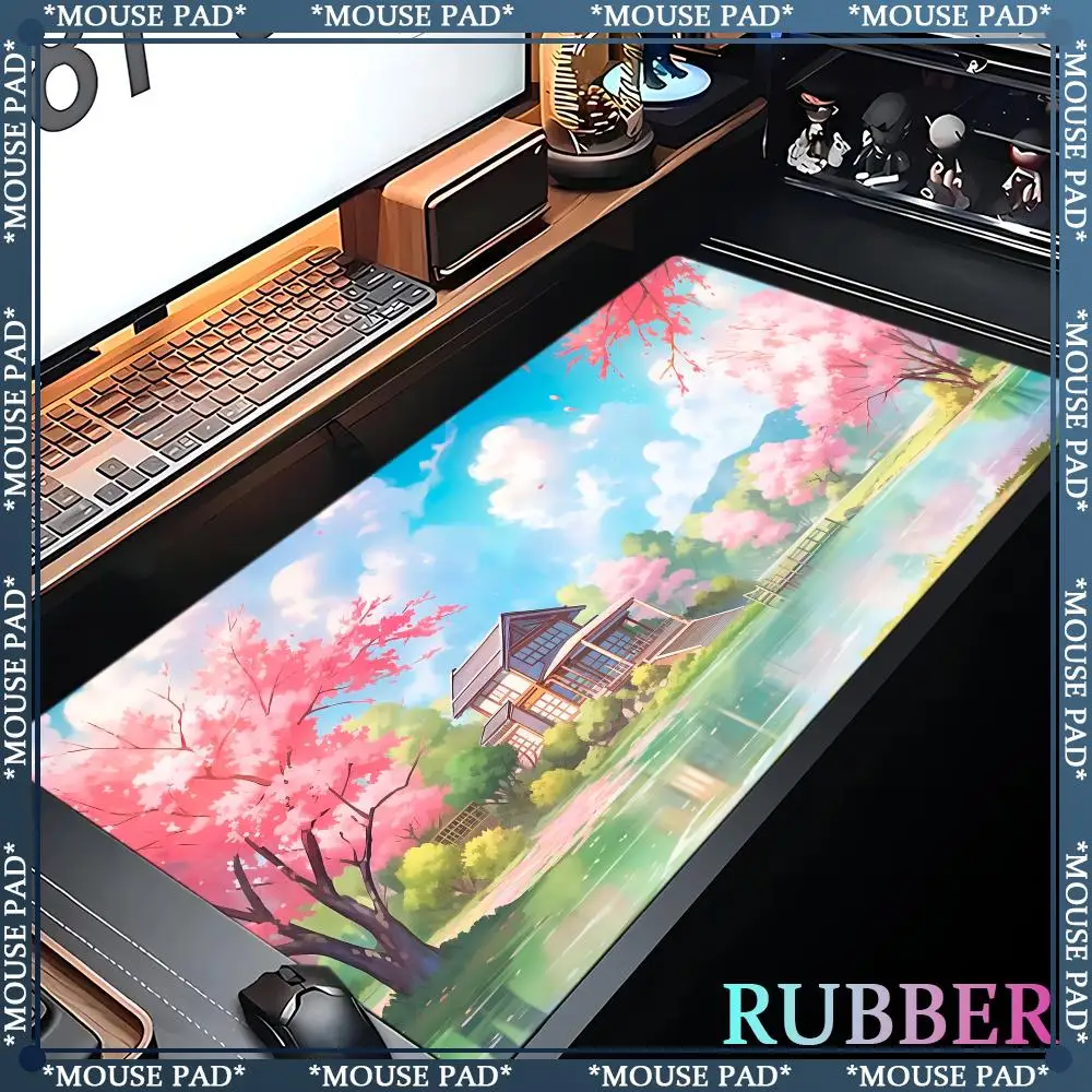 

Landscape flower rubber mousepad game player animation game accessories game keyboard pad thickened desk mat lock edge mouse pad