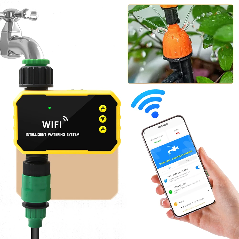 Household Solar Irrigation Timer Smart WIFI APP Control Automatic Irrigation System Outdoor Water Timer Garden Watering Tool