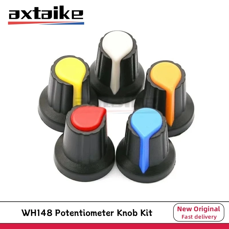 20PCS WH148 Potentiometer Knob Kit 6mm Shaft Hole Plastic Knob Caps EC11 15*17mm (6 Colors: Yellow/Orange/Blue/White/Red/Green)