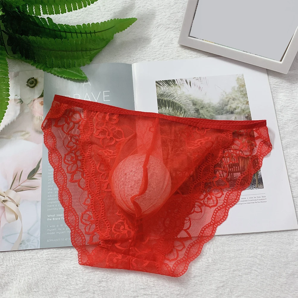 Breathable Fabric Men Lace Briefs Party Wear Comfortable Wear Fashionable Design Lightweight Material Soft Touch