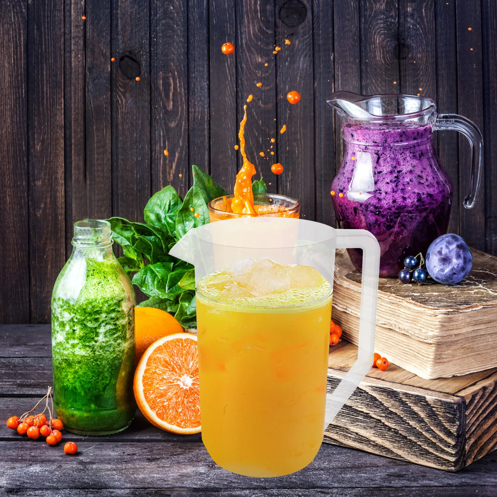 Premium Plastic Water Pitcher with Scale Large Capacity Cold Beverage Pitcher for Juice Tea Milk Wine Lemonade Ice Tea Drinking