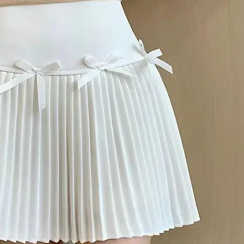 

Korejpaa Kawaii Юбка 2200, осенняя плиссированная юбка с высокой талией для похудения, верхняя одежда, повседневная милая простая однотонная короткая одежда