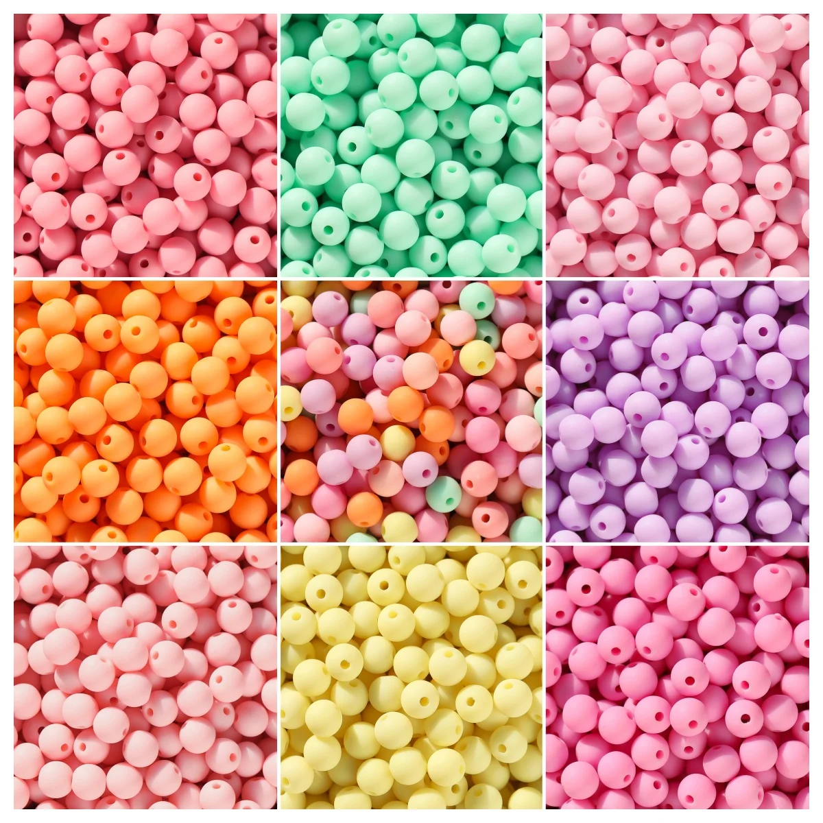 50pcs/Lot 6/8mm Colorful Acrylic Bead Round Loose Spacer Frosted Beads for DIY Jewelry Finding Making Necklace Bracelet Supplies