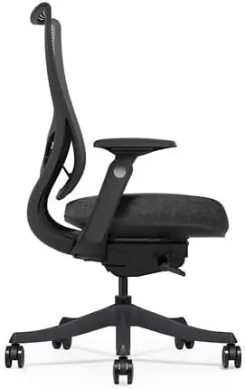 Raleigh-Mid-Back Office Chair com malha volta e tecido assento, base cinza, mesa do computador