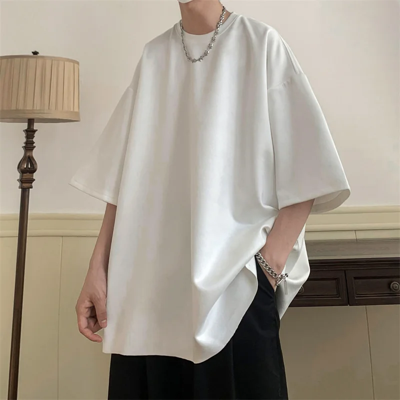 Oversized Solid Color T-shirt 9 Colors Men Summer New Half Sleeve Hip Hop Drop Shoulder Casual Tshirt Fashions Harajuku Tee Tops