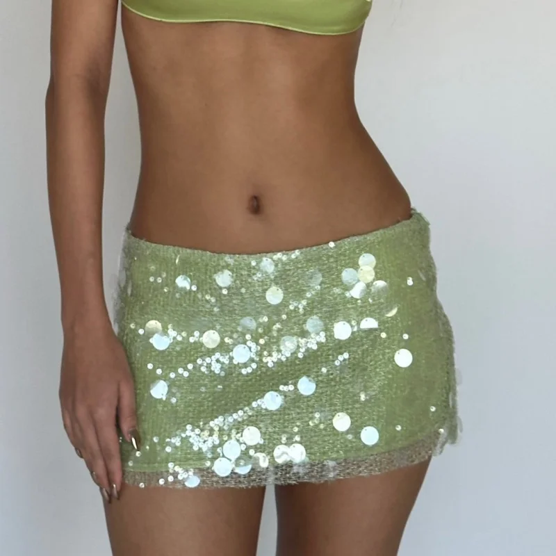 

Chic Sequined Mini Skirts Low Rise Bodycon Short Skirt Hot Girl Y2K Coquette Sparkle Skirt Women Club Party Holiday Skirts