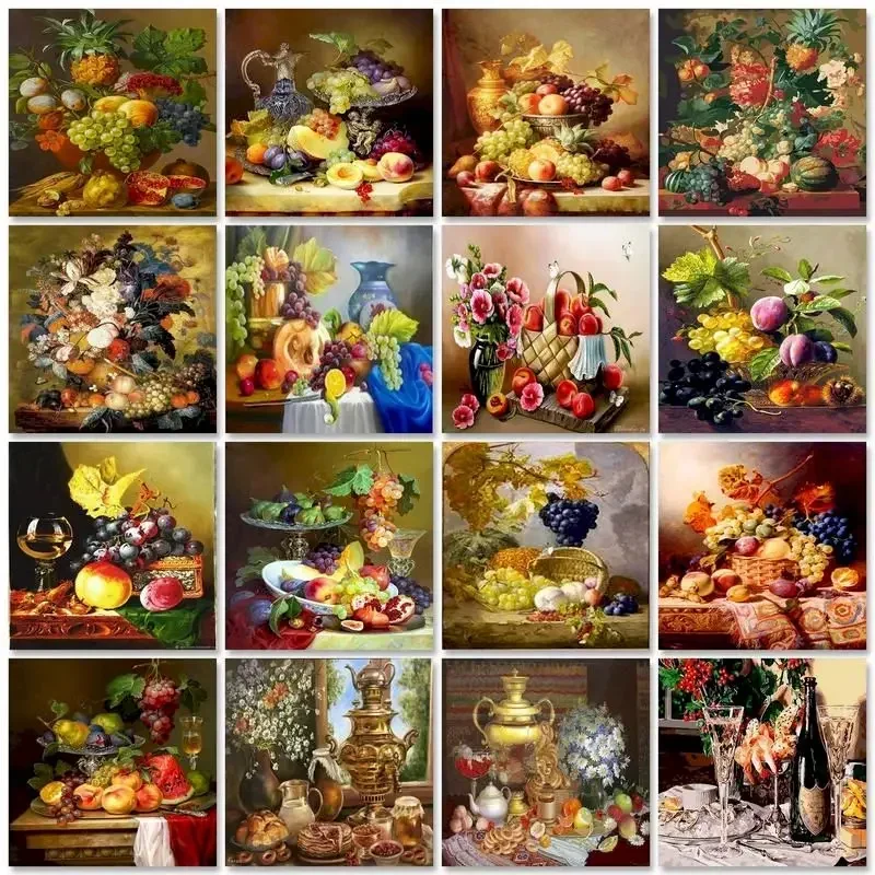 

125630 Frame Diy Painting By Numbers Fruit Basket Coloring By Numbers Handpainted Acrylic Canvas Paint By Numbers Diy Gift