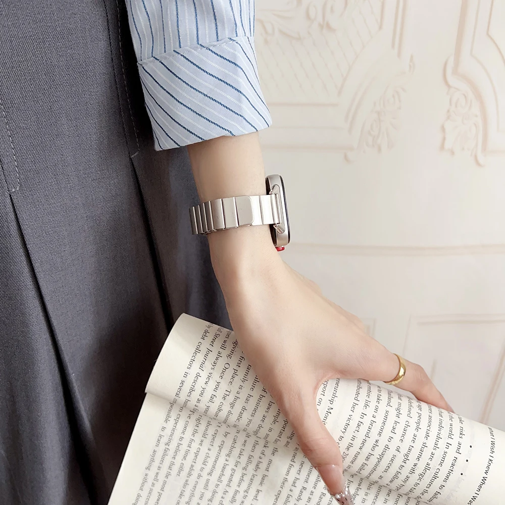 سوار معدني مغناطيسي لساعة Huawei Watch Fit 3 سوار ساعة بديل مغناطيسي من الفولاذ المقاوم للصدأ للرجال والنساء