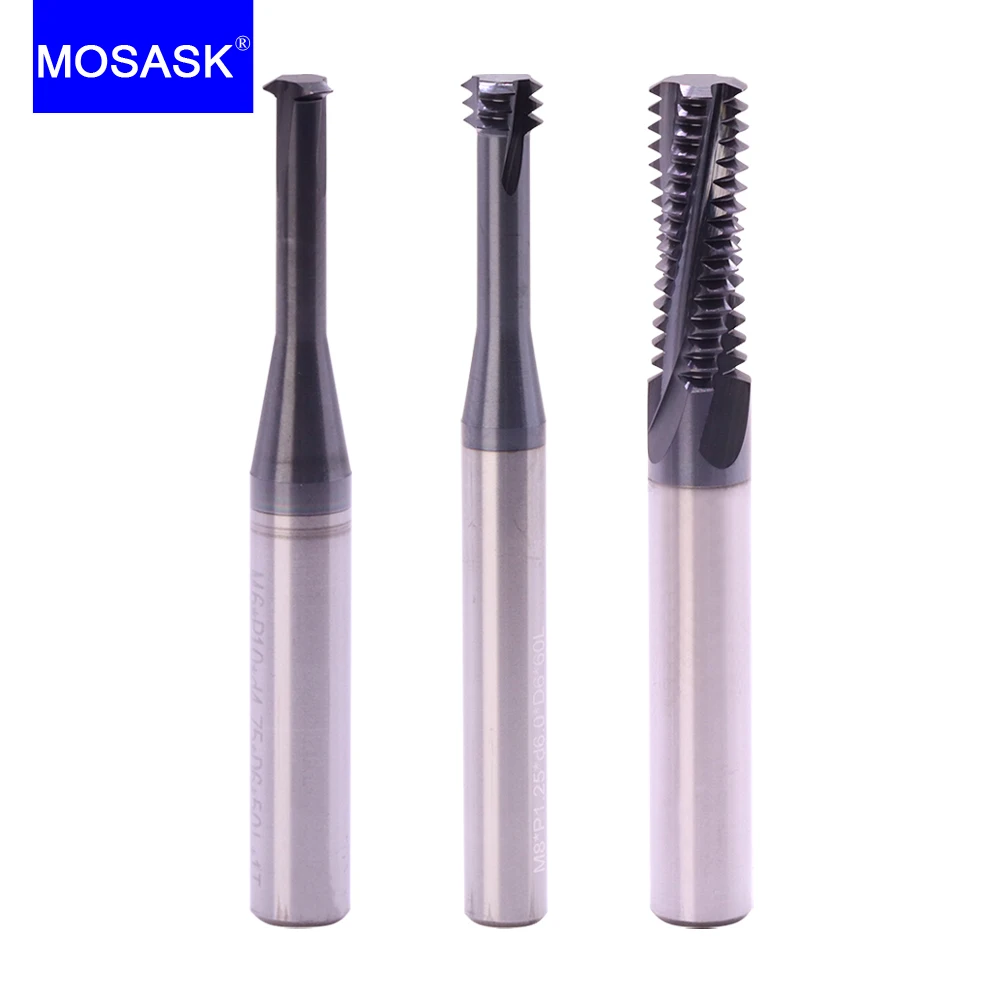 Mosask-fresadoras de Rosca Interna Integral Iso Cortadores de Rosqueamento de Carboneto Métrica Flauta Flautas Flautas Completas 1pc