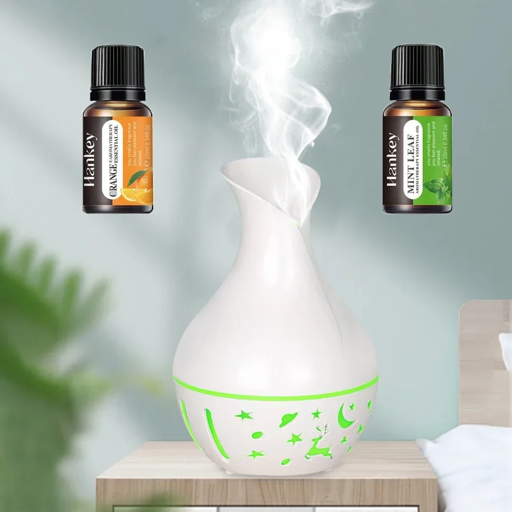 

two bottles of essential oil,Aromatherapy Diffuser Fragrance Humidifier With Colored LED Lighting 200ml Aromatherapy Mist Diffus