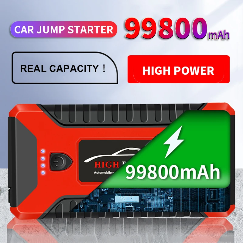 Portable Car Jump Starter Power Bank 99800mAh Emergency Start-up Charger 600A 12V for Cars Booster Battery Quick Starting Device