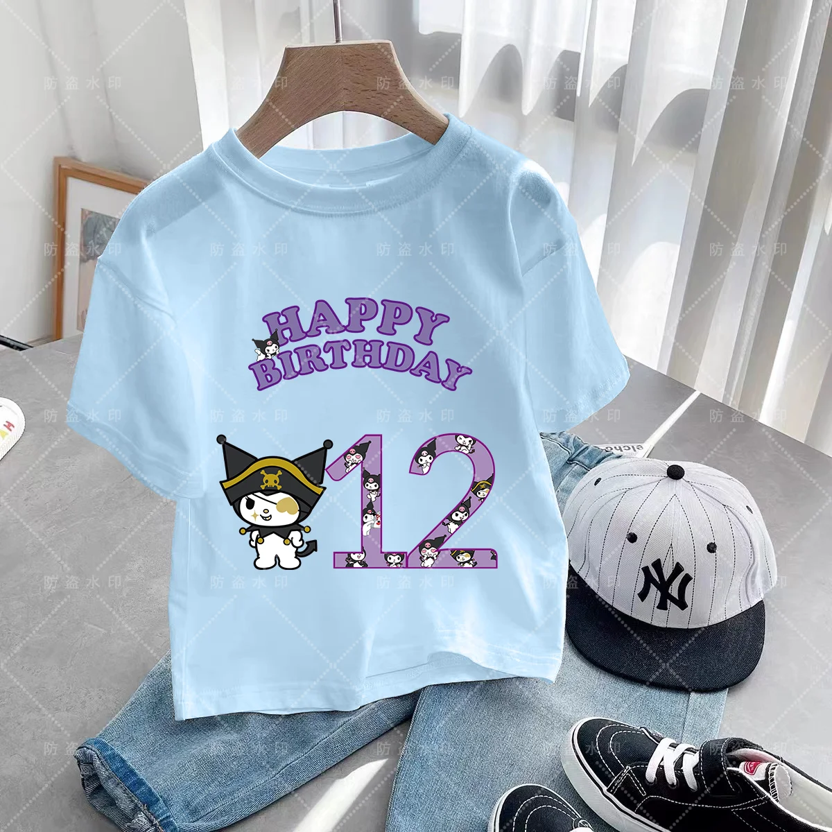 Kulomi T-shirts for Children Caricature Kawaii Cartoons Children's Clothing Birthday Number 3-12 Summer Top Clothes Kawaii Kids