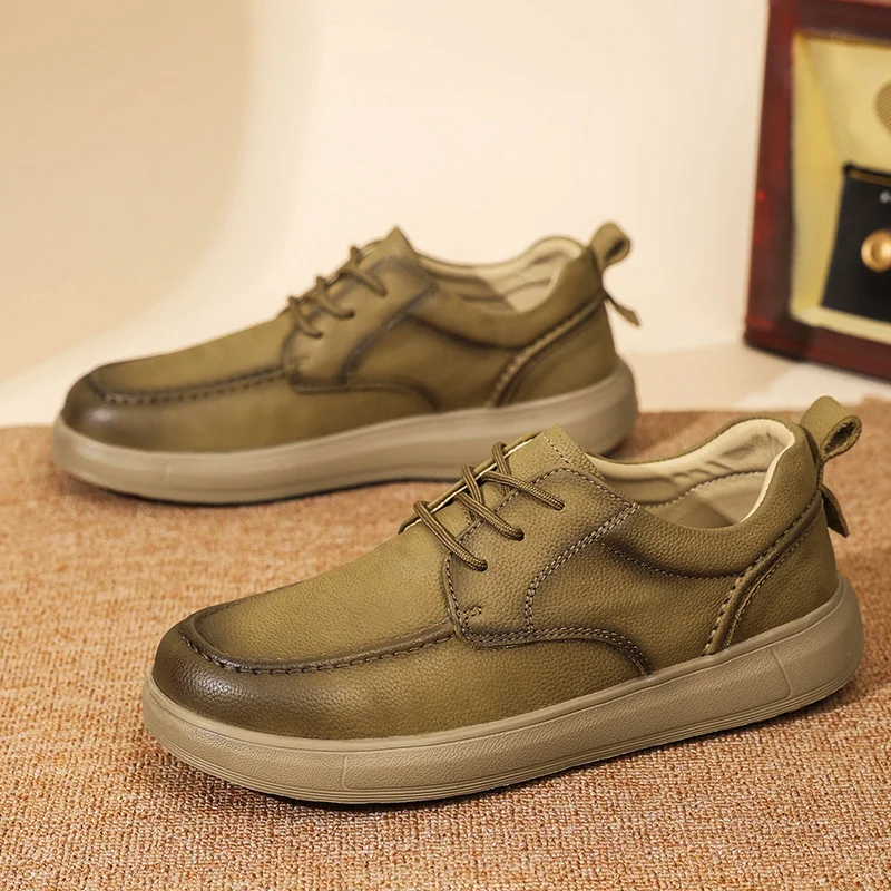 

Men's Shoes Loafer High Quality Cowhide Retro Men's Shoes Work Shoes All Soft Genuine Leather Casual Walking Old-fashioned 38-46
