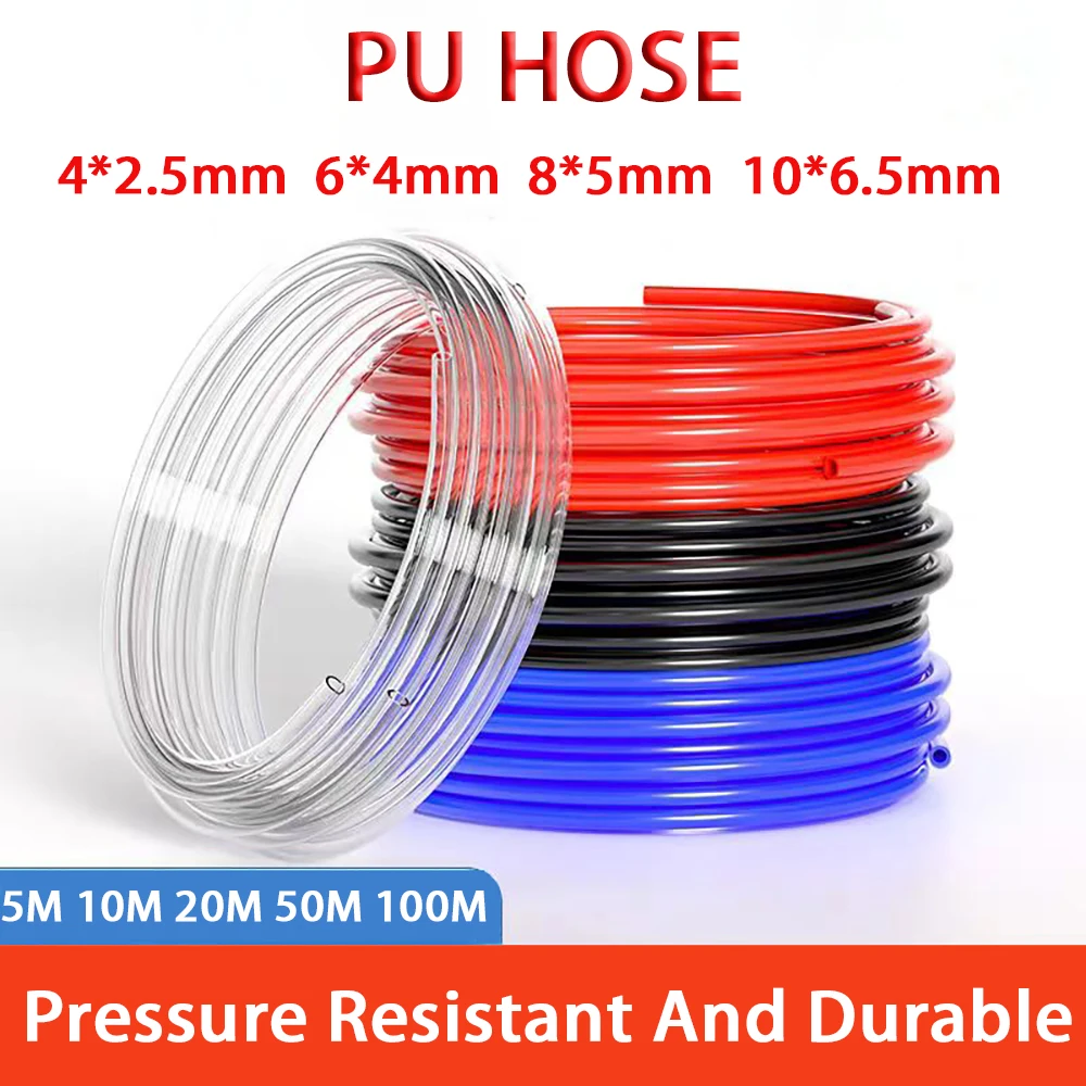 

5M/10M/20M/100M Pneumatic Tubing Pipe PU Polyurethane Tube Air Compressor Hose Line Fitting or Fluid Transfer 4mm 6mm 8mm10mm