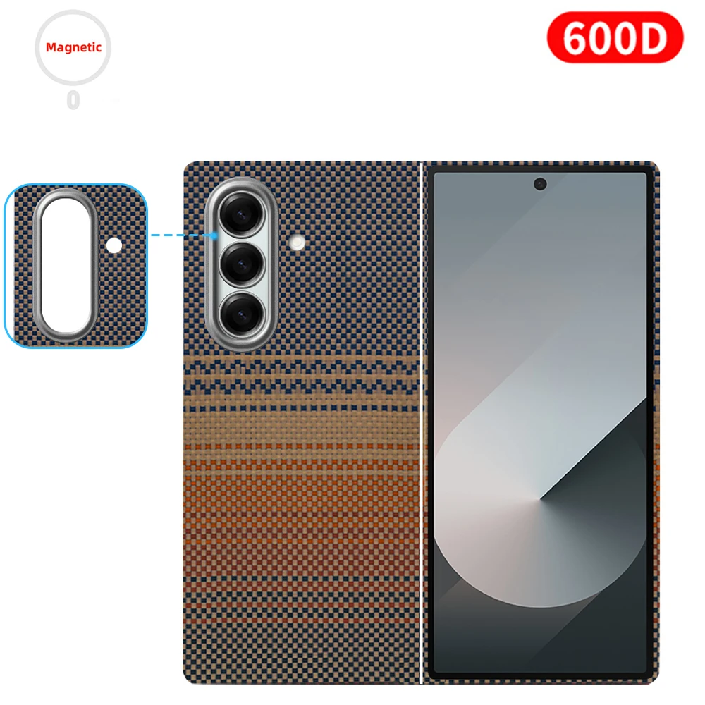 Voor samsung z fold 7 carbon case 600d kevlar aramidevezel magsafe stof ultradunne harde cover magnetische balck Slim light premium