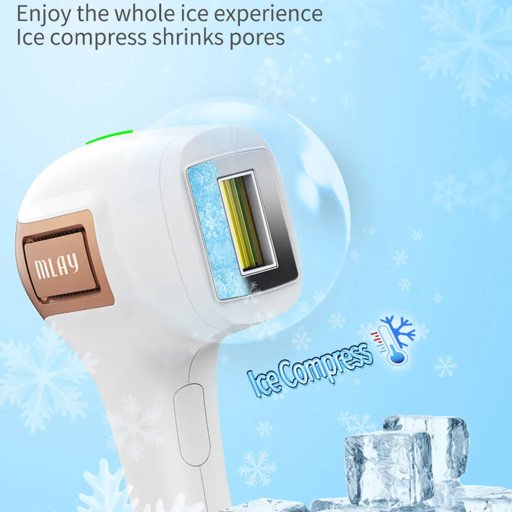 Mlay ชุดหูฟัง T5เครื่องกำจัดขนเลเซอร์เย็น IPL แบบพกพาเครื่องกำจัดขนแบบบิกินี่มีแฟลชสำหรับกำจัดขนแบบ500000ช็อต