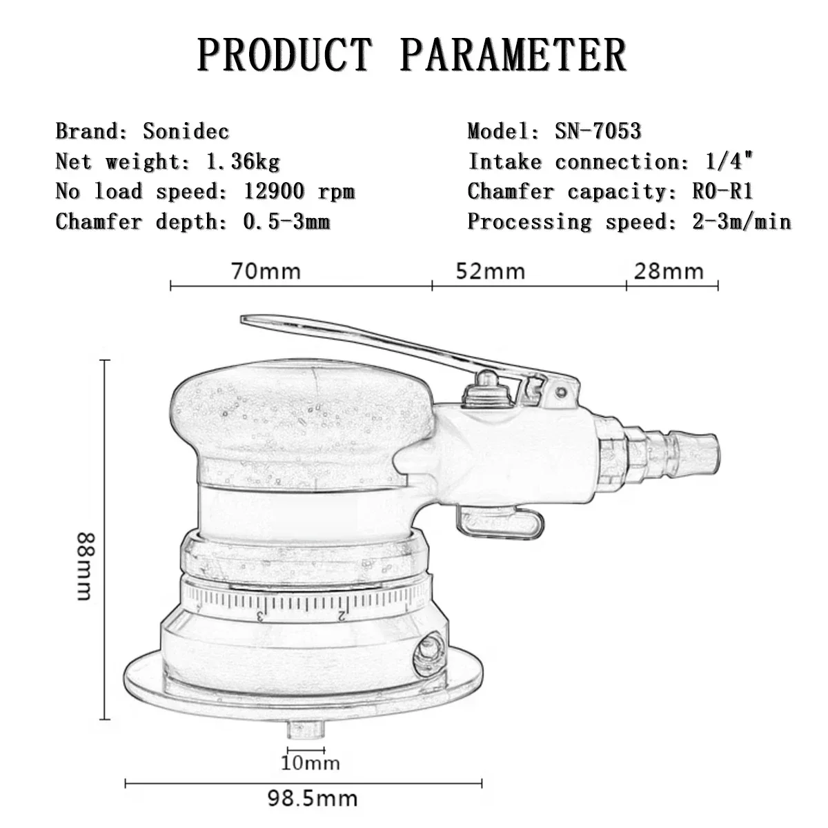 Disponibile Smussatura pneumatica a 3 flauto Smussatura regolabile da 0-3 mm per acciaio/lega/stampo |   Sbavatura e smussatura dei bordi industriali