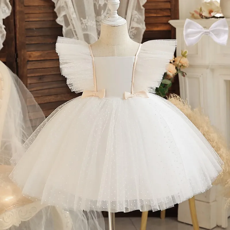 Summer Girls Dress Ruffles Elegant Toddler Kids Birthday Princess Dress 1-5 Yrs Tulle Tutu Gowns Wedding Party Baby\'s Dresses