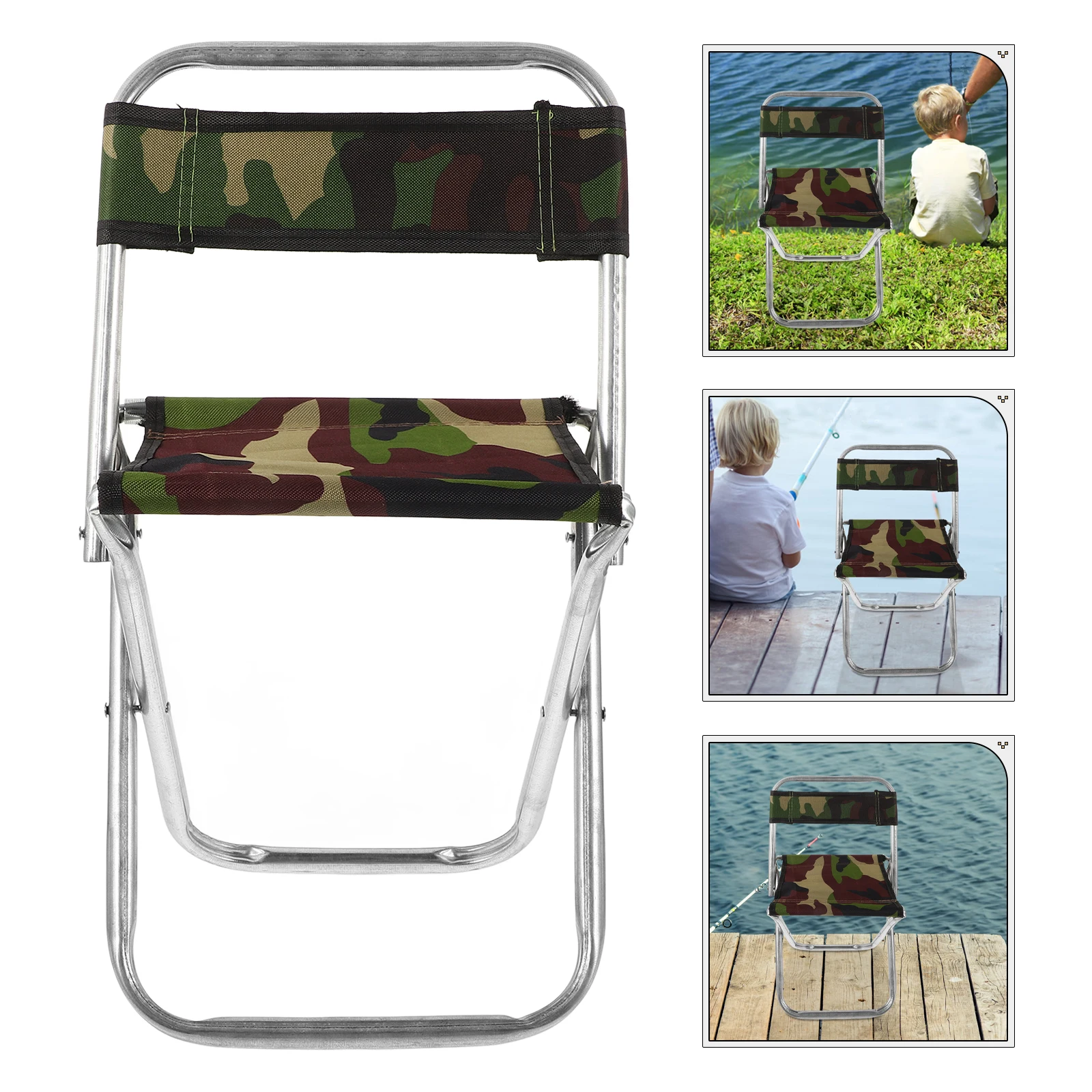 

Portable Folding Stool Lightweight Camping Fishing Chair Camouflage Small Size Outdoor Balcony Garden Storage
