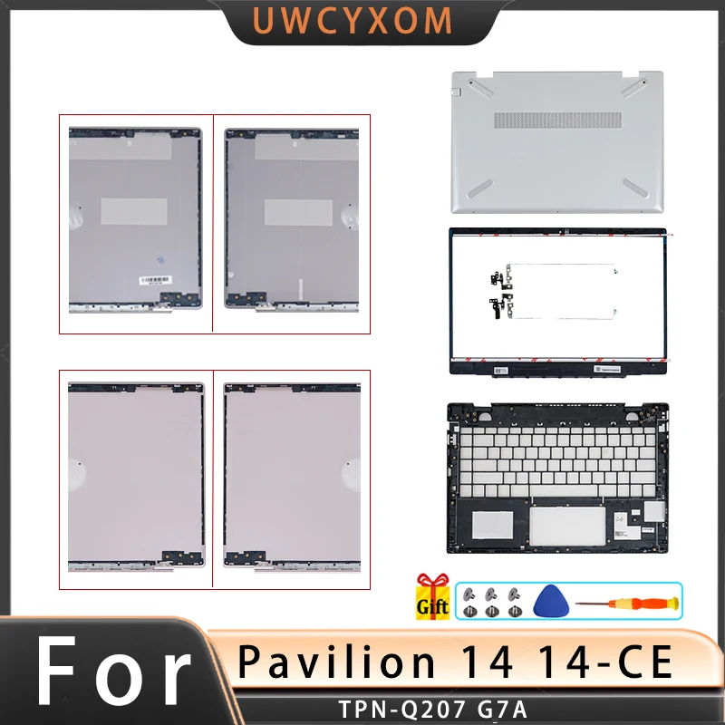 

Repalce Cover For Pavilion 14-CE TPN-Q207 Laptop LCD Back Cover Front Bezel Hinges Upper Top Case Lower Bottom Cover Silver pink