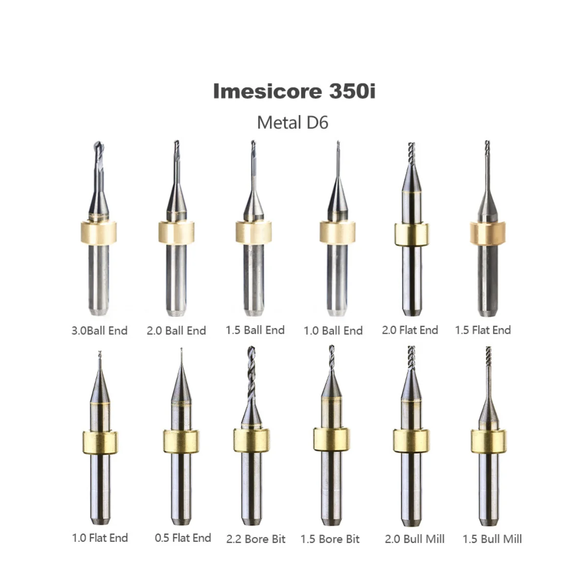

Dental Milling Burs Imesicore 350i for Metal Grinding Ball End/Flat End/Bore Bit D6 Shank Dental Lab Materials for CAD CAM