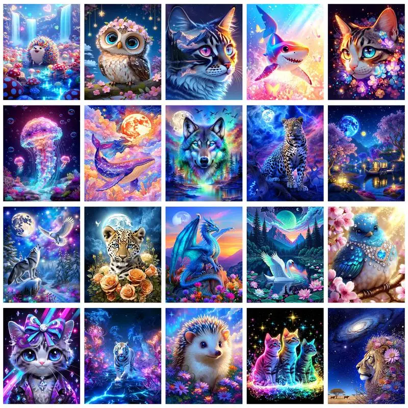 

CHENISTORY Oil Painting By Number Cat Wolf Animal Drawing On Canvas DIY Pictures By Numbers Kits Hand Painted Home Decor