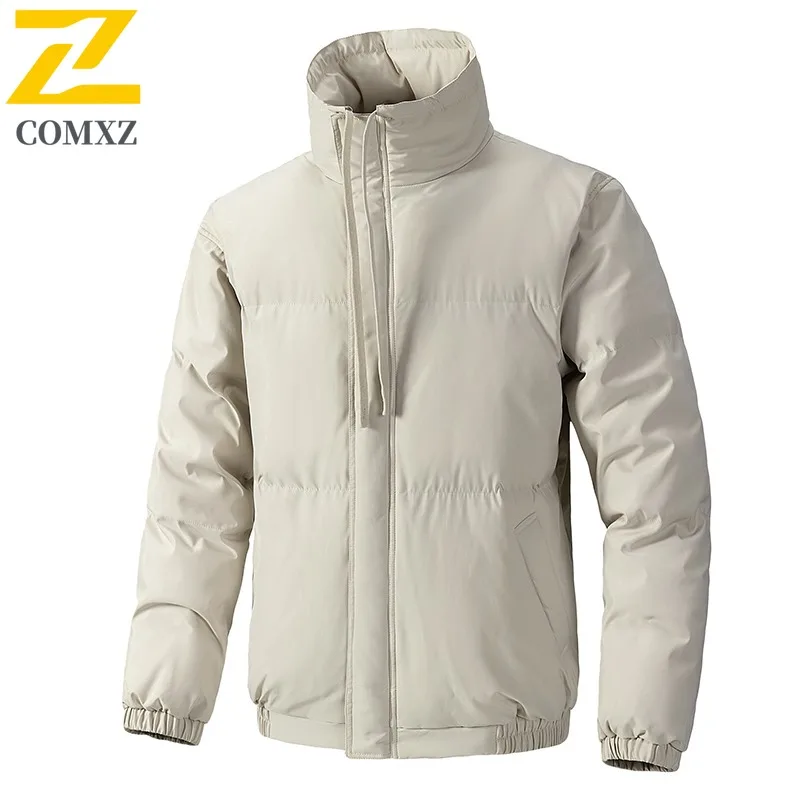 

COMXZ 2025 Men Padded Jacket Stand Collar Loose Fit Fashion Outdoor Sports Coat Winter Quality Trendy Outerwear Street Style
