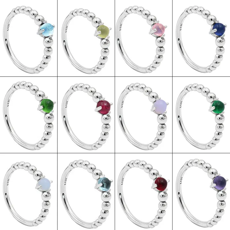 925 Silver Ring12 Months Birthstone Eternity  Ring For Women Gift  Anniversary Original Brand Fine Jewelry