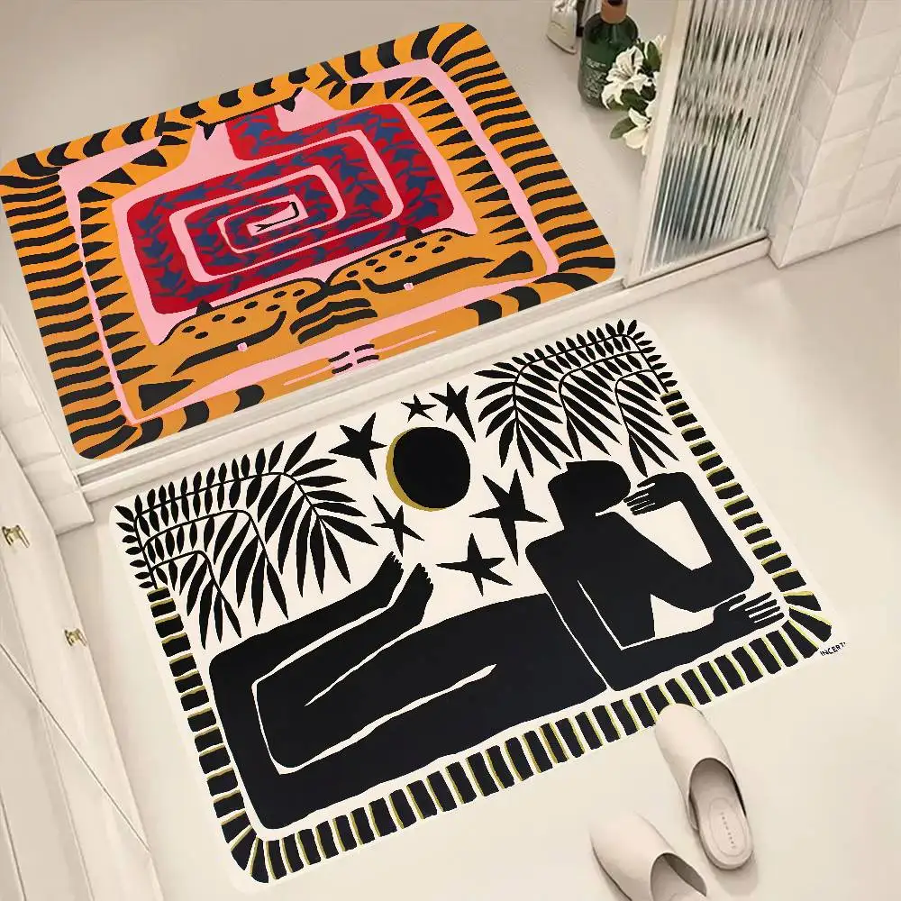 Nordische Farbe, abstrakter altägyptischer Tiger und Leoparden-Bodenmatte, geeignet für Wohnzimmer, Küche, Badezimmer, rutschfeste Matte