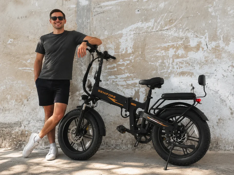 Benifore X1T PRO Fold E Bike 1500W Peak Motor 48V20Ah Battery Fat Tire Electric Bike Full Suspension 65 Miles Range 400 lbs Payload image 3