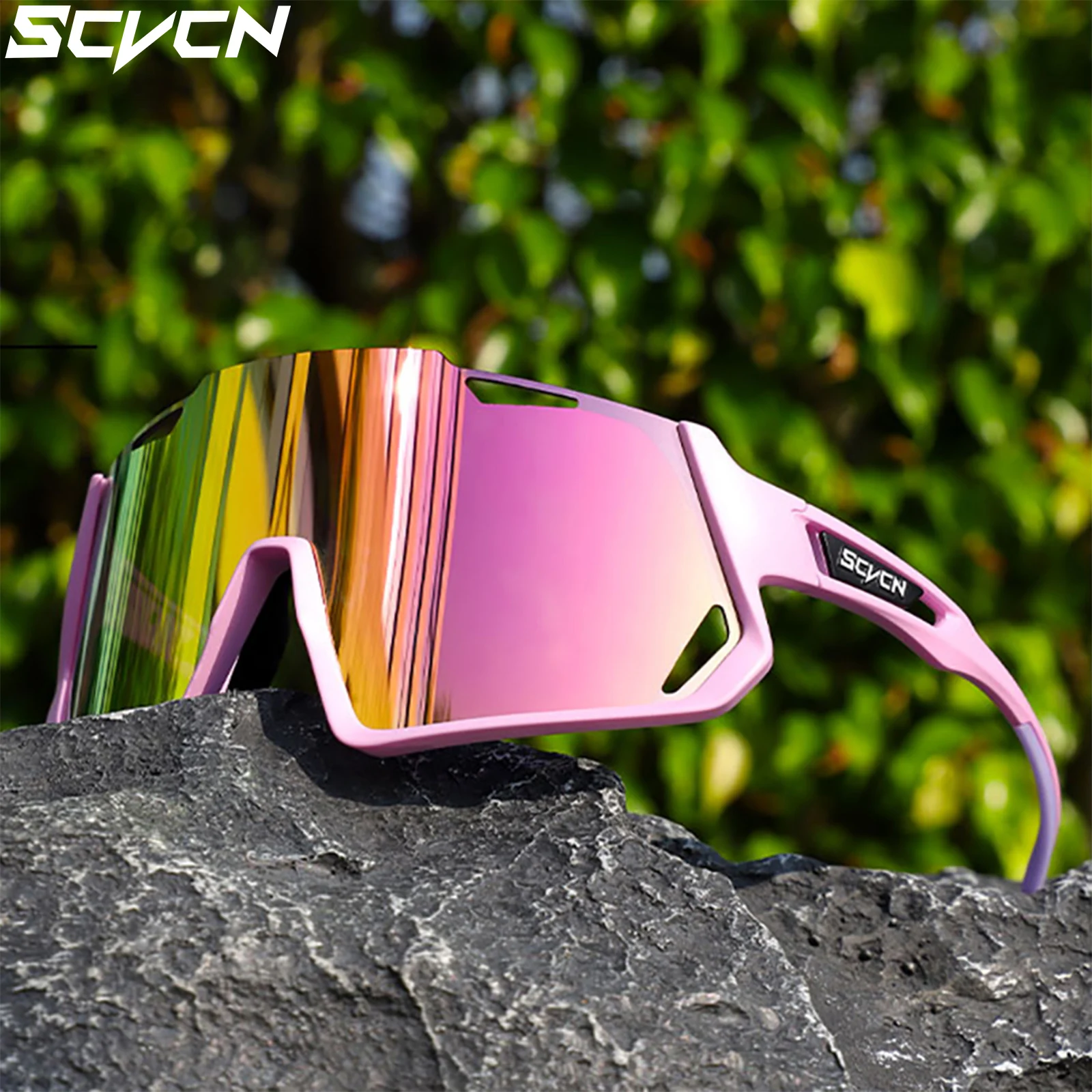 SCVCN New Half Frame Cycling Glasses UV400 Camping Sunglasses MTB Road Bike Bicycle Racing Equipment Men Outdoor Sports Eyewear