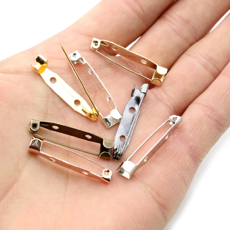 50pcs 15/20/25/30/35/40mm 길이 안전 핀 브로치 설정 기본 웨딩 부케 브로치 DIY Findings 만들기위한 7 색