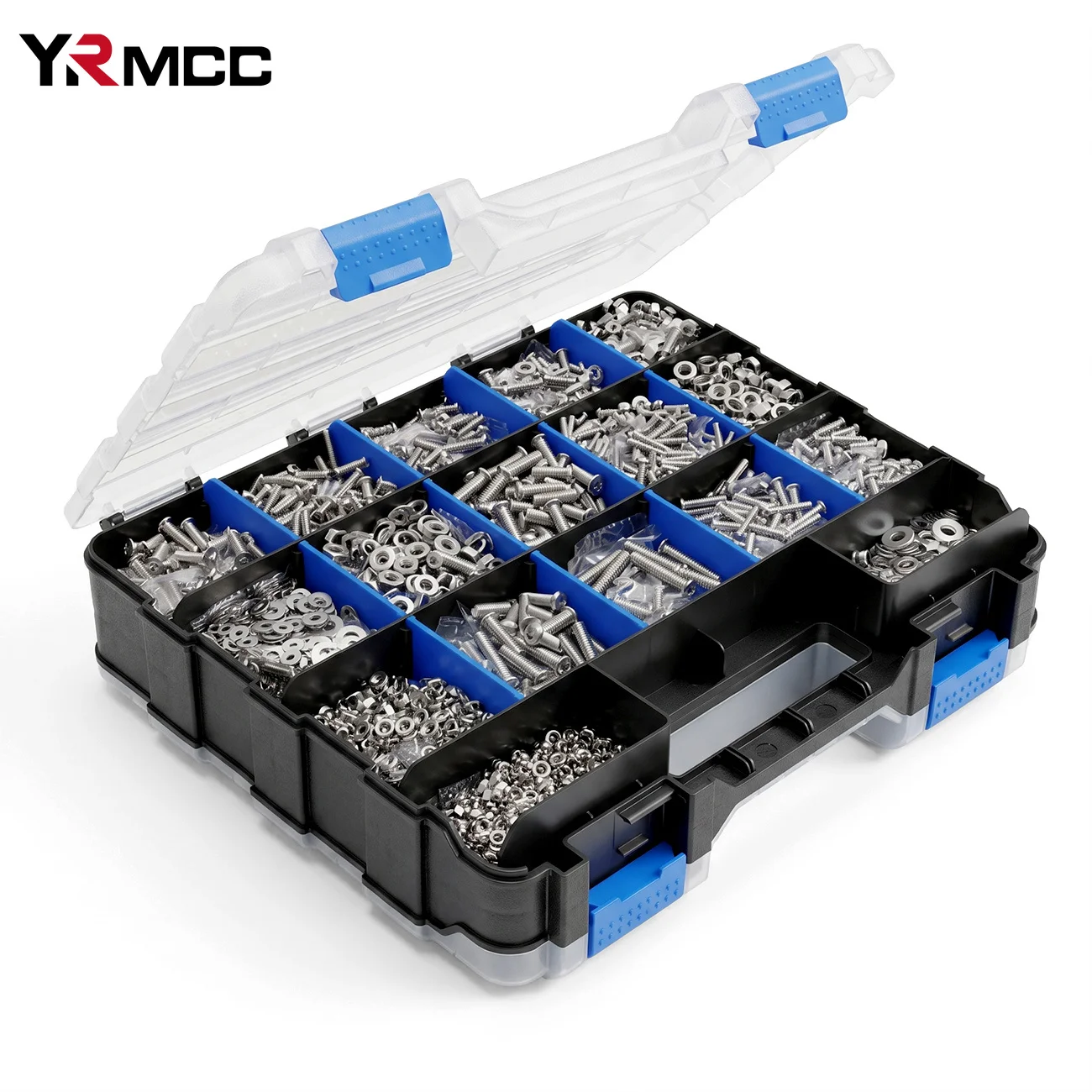 1575Pcs M3 M4 M5 M6 Phillips Countersunk Screw Assortment 304 Stainless Steel Nuts Washers Hardware Kit Double Sided Storage Box