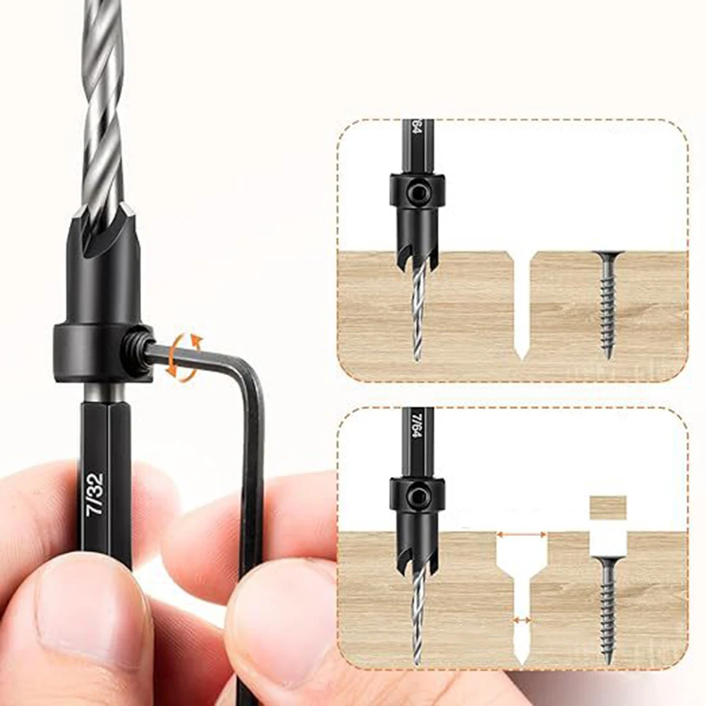 

Cabinet Making Drill Set Hex Shank Drill 10 3 16'' Countersink Drill Bits Cabinet Making DIY Enthusiasts High-Speed Steel