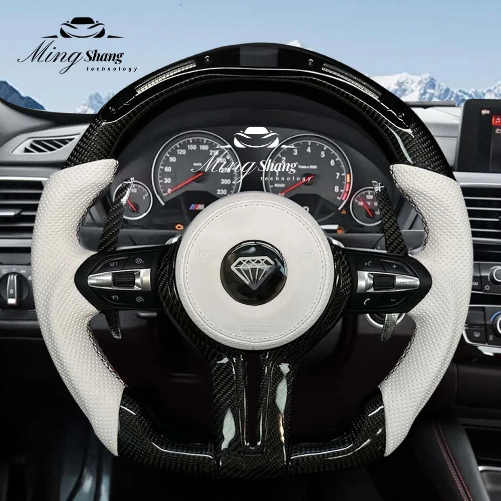 LED ألياف الكربون عجلة القيادة صالح لسيارات BMW M5 M6 X6M M2 F10 F20 F18 F11 F12 F30 E92 E60 X6 E71 M3 M4 سباق عجلة للتحويل #1