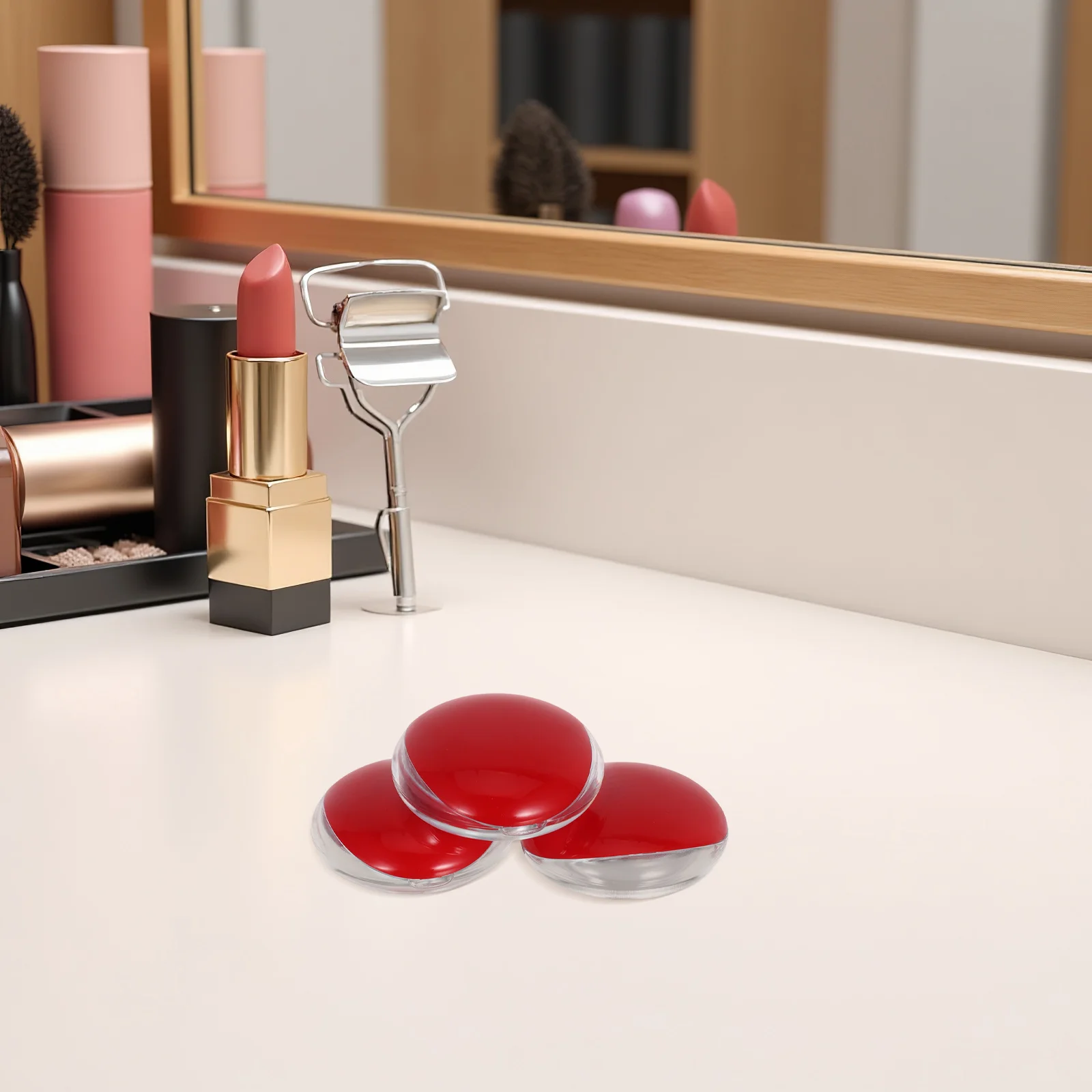 3 قطع من صندوق تخزين المرآة متضمنة حقيبة مكياج صغيرة لمس التشغيل وحامل الرموش وبودرة أحمر الخدود والسفر #1