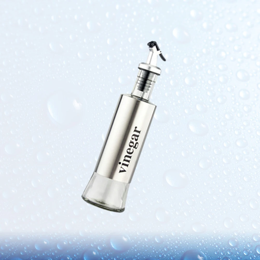 

300Ml Stainless Steel Oil Bottle Silicone Outlet Seasoning Vinegar Cruet Jar Household Kitchen Storage Leak Proof Seal