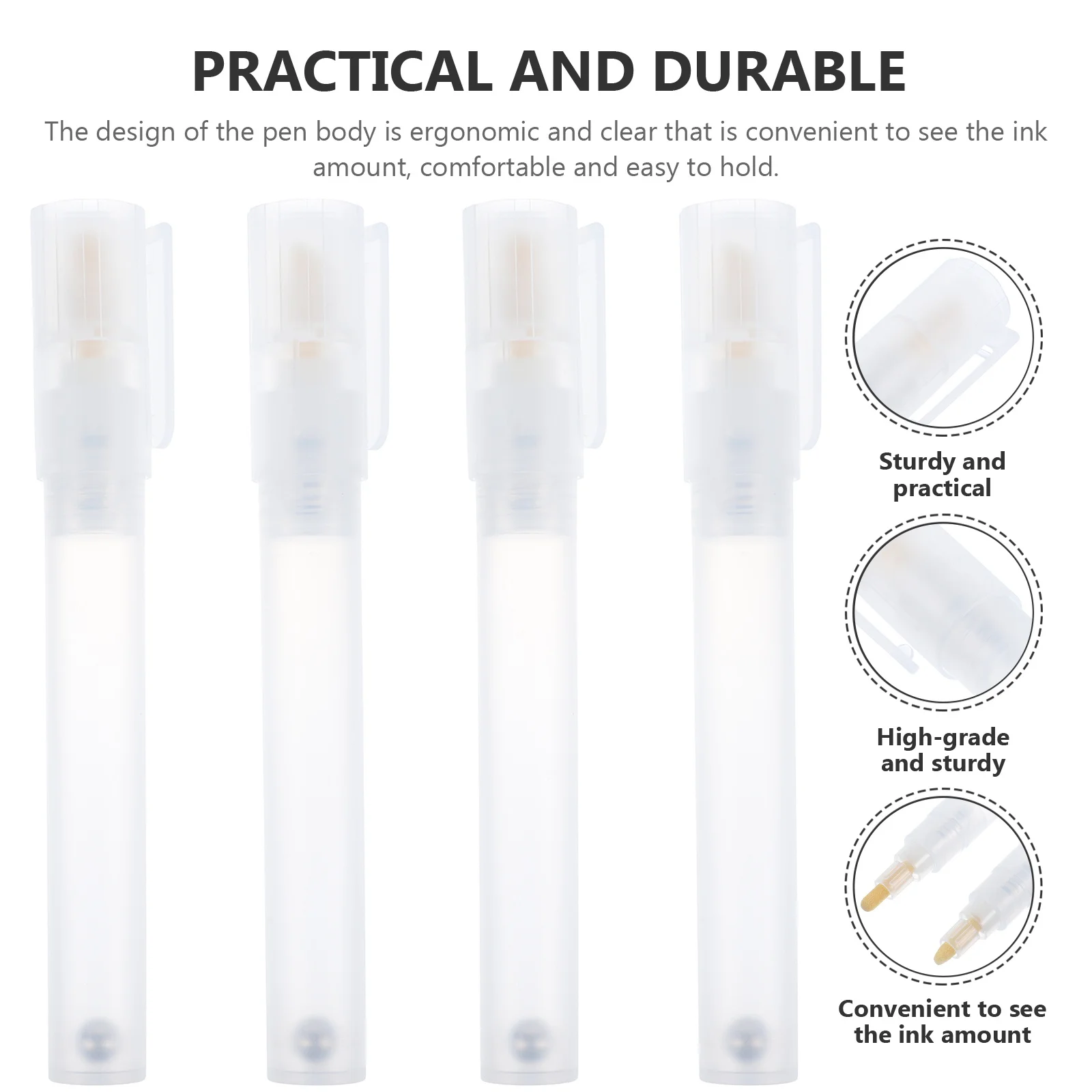 

4 шт., прозрачные пустые многоразовые корпуса для ручек, прочные корпуса маркеров для граффити, многоразовые маркеры для студентов
