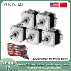 Nema 17 42mm 2PH Hybrid Open-loop Stepping Motor 34/40/48/60mm 0.28/0.42/0.56/7Nm for DIY 3D Printer CNC Machine Tools Laser