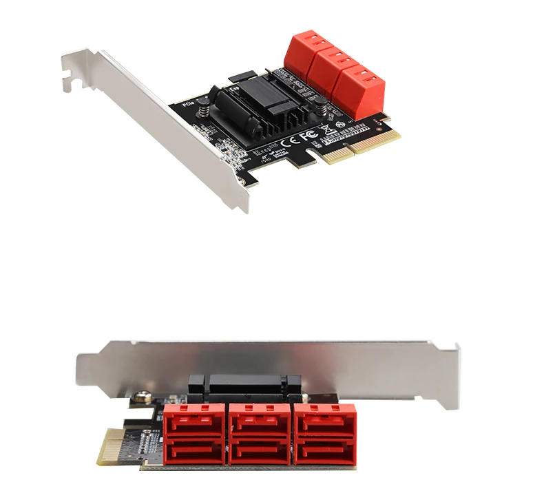 SATA 컨트롤러 카드 CIe3.0 4포트에서 6포트 SATA3 6Gbps ASM1166 확장 카드 SATA3 컨버터 PCI Express X2 Gen 3 호스트 카드