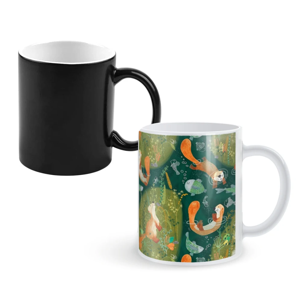 

Pattern 74 - Playful otters by the riverCoffee Mugs And Mug Creative Color Change Tea Cup Ceramic Milk Cups Novelty Gifts