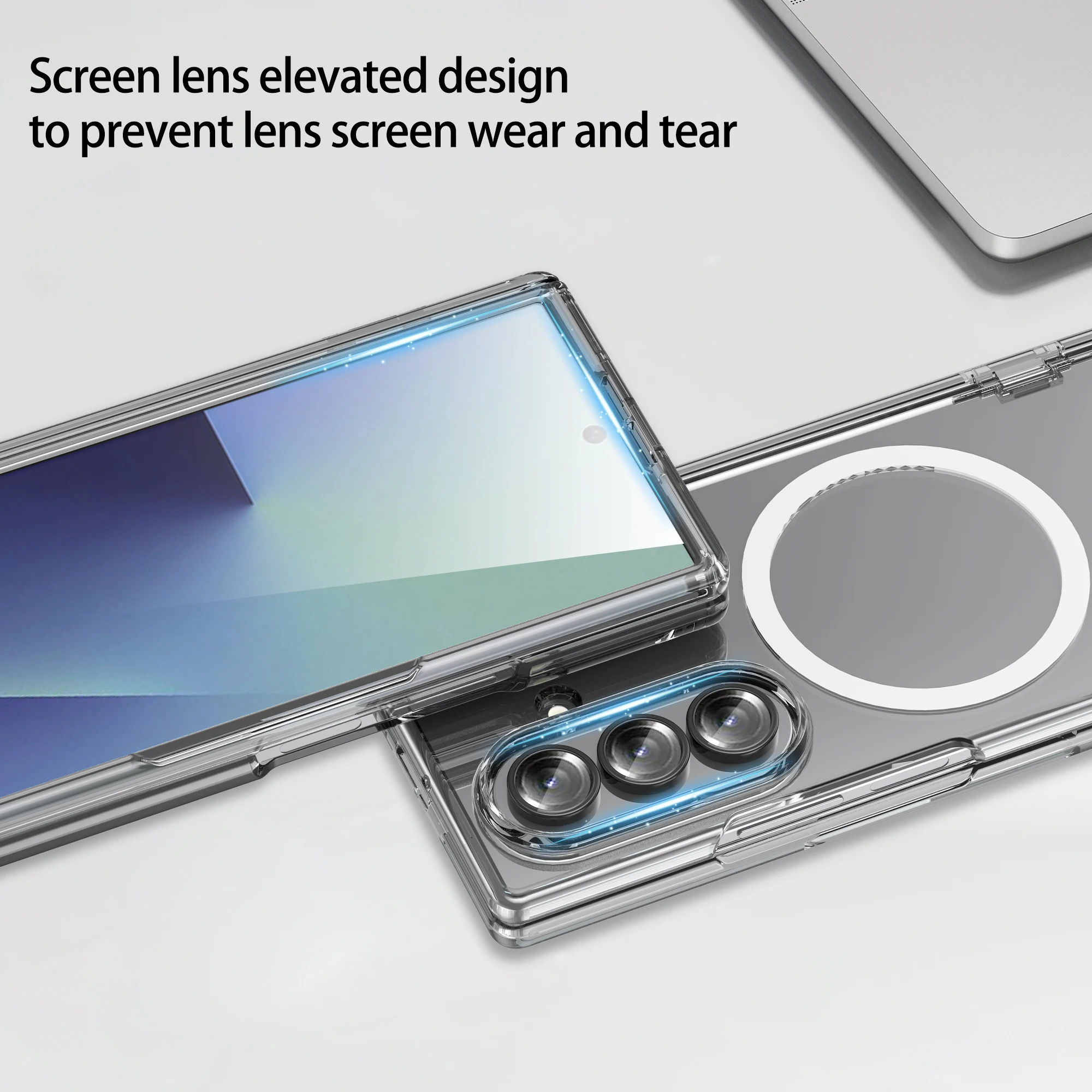 Compatible with Samsung Galaxy Z Fold 7 Magnetic Case,Full-Body Built in Screen Protector Hinge Cover Shockproof Slim Protective