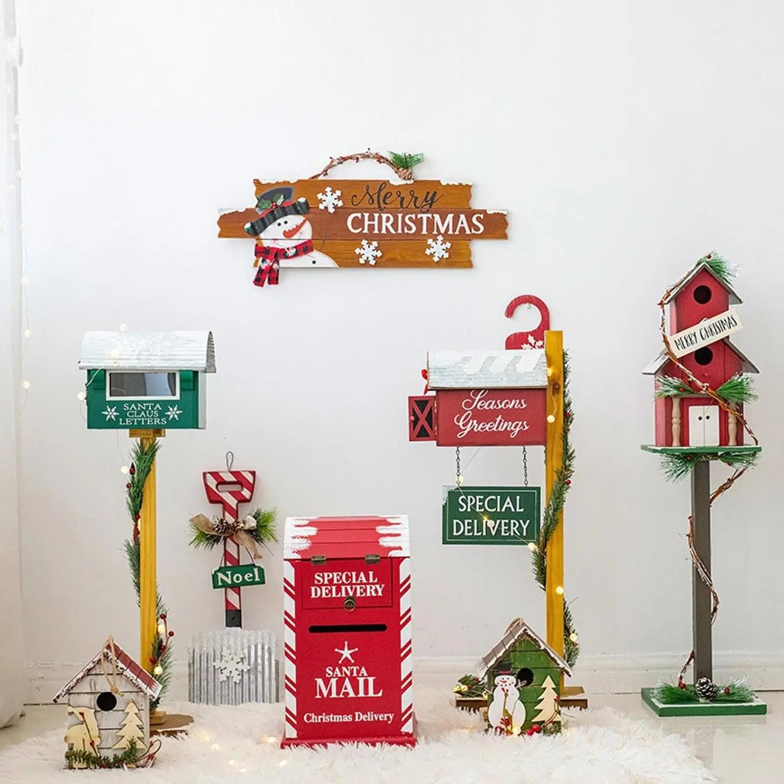 

Christmas Birdhouse Cabin Mailbox Decoration Mailbox Decorative Letter Box For Cafe Store Front Door For Restaurant Hotel