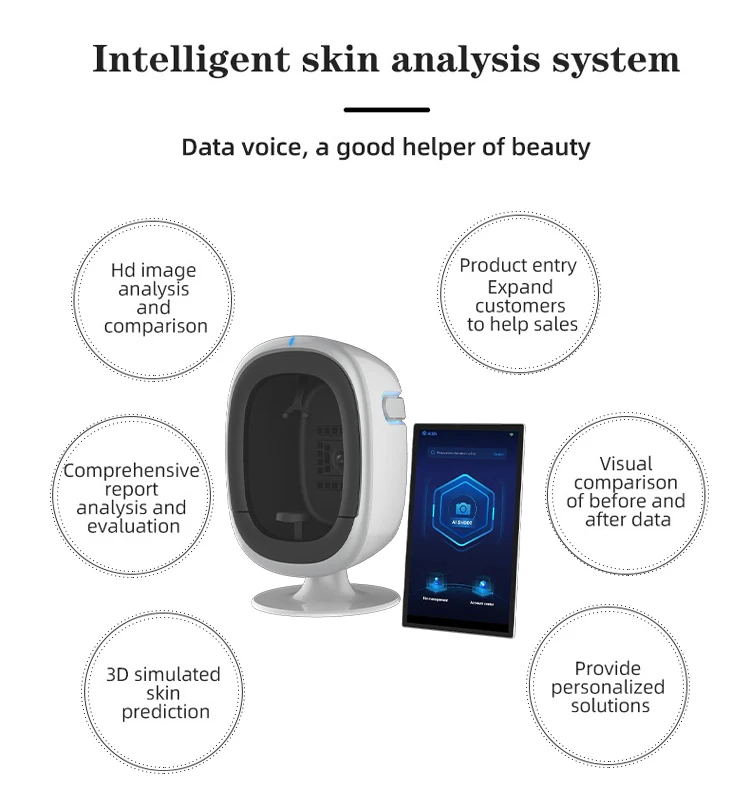 Professional Skin Analyzer Device 3d Scanner Ai Skin Analysis Machine Face Tester Scanner for Beauty Salon Use
