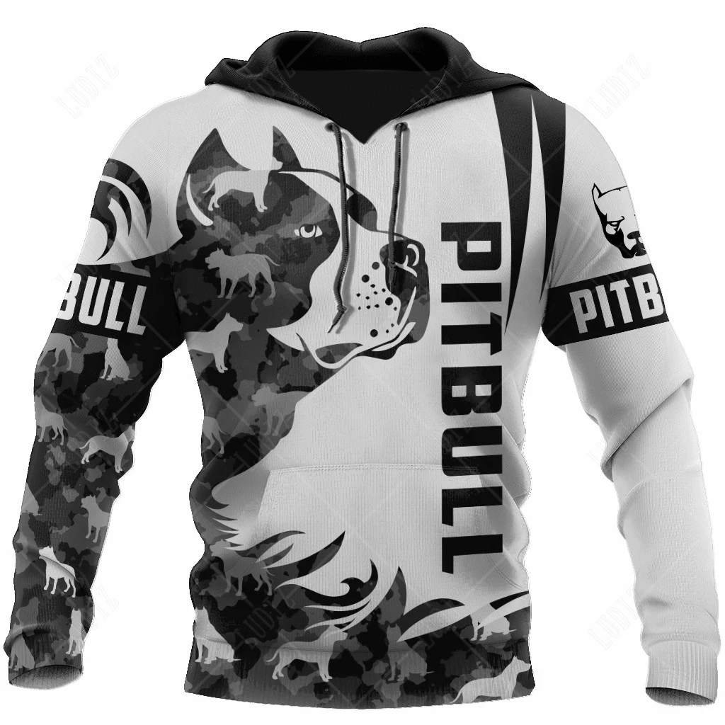 Sweat à capuche pour homme, vêtement d'automne décontracté à manches longues, surdimensionné, avec impression 3D, Pitbull, chien de compagnie, Pitbull